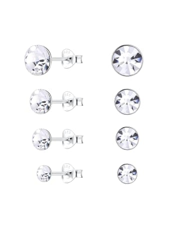 Alexander York Ohrringe, Ohrstecker-Set KRISTALL in 925 Sterling Silber, 4-tlg.