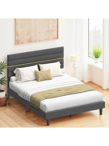 VASAGLE Bettgestell Kacy in Bleigrau - (B)160 x (H)(110-116.5) x (T)202 cm