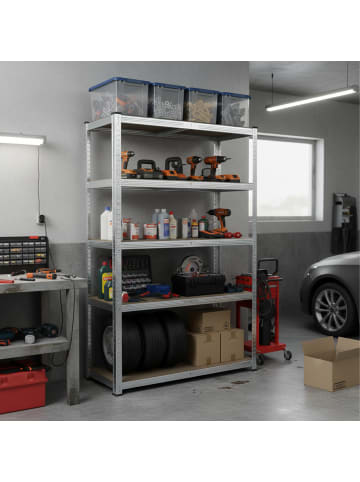 relaxdays Schwerlastregal in Silber - (B)120 x (H)200 x (T)60 cm