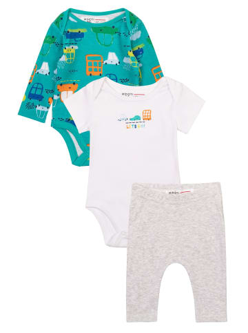 Minoti 3tlg. Set: Body & Leggings Transport 4 in grau