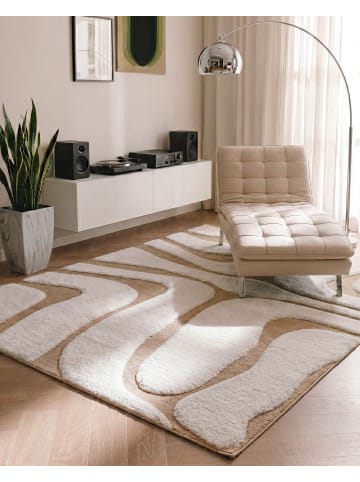 Beliani Kurzflor HARTZ in Beige/Weiß - (W) 160 x (L) 230 cm