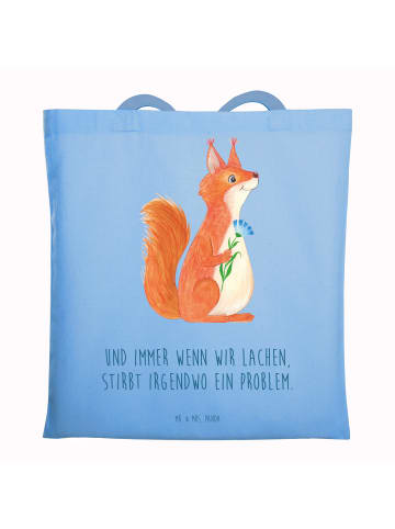 Mr. & Mrs. Panda tote bag Eichhörnchen Blume mit Spruch in Sky Blue