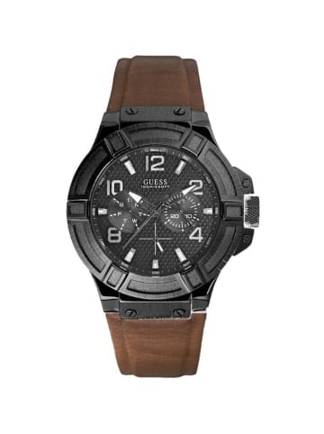 Guess Armbanduhr XL Rigor W0040G8 mit Lederarmband