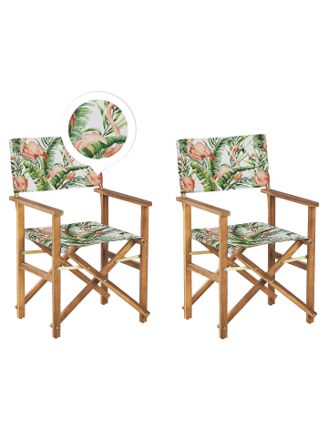 Beliani 2er-Set Esszimmerstuhl CINE in Grün/Weiß/Rosa