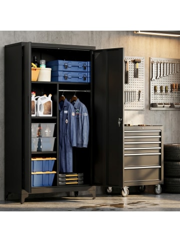 SONGMICS Aktenschrank Berend in Schwarz - (B)80 x (H)165 x (T)40 cm