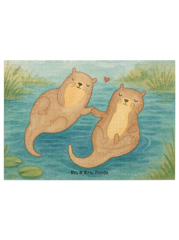 Mr. & Mrs. Panda Puzzle Otter Hände halten Design ohne Spruch in Weiß