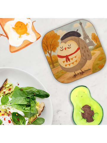 Mr. & Mrs. Panda Holzuntersetzer Eule Frankreich Design ohne Spruch in Weiß