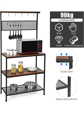 COSTWAY Küchenregal 3 Ebenen in Braun