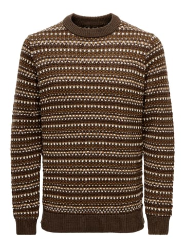 Only&Sons Strickpullover Regular Fit Rundhals langarm in Braun