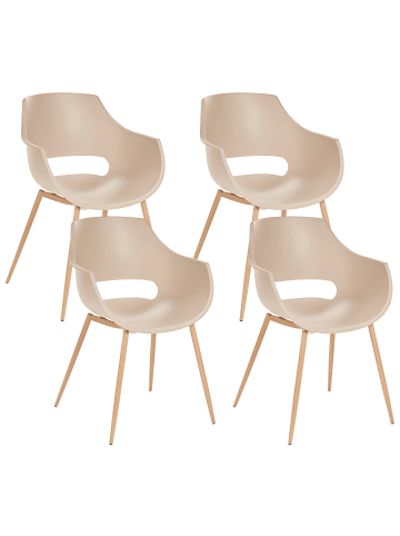 Beliani 4er-Set Esszimmerstuhl MILLERS in Beige/Braun
