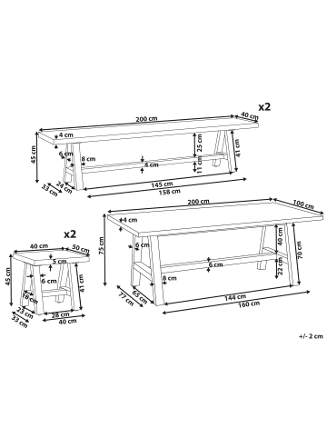 Beliani 5-tlg Gartentisch Set TONNARE in Grau/Braun