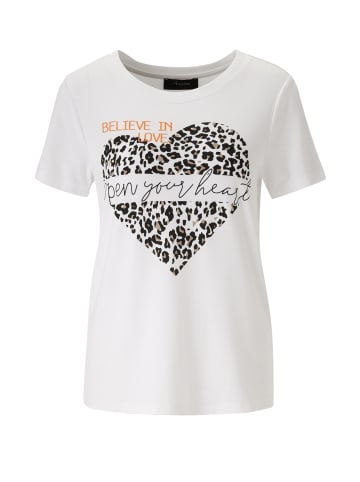 Aniston CASUAL T-Shirt in weiß schwarz-taupe-orange