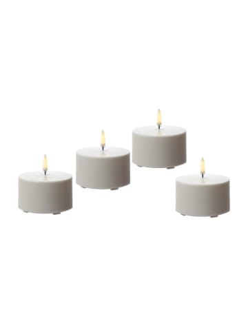 Uyuni 4er Set LED Kerzen THEA für Innen/Außen bis 1000 Std. Timer H: 5cm in weiß