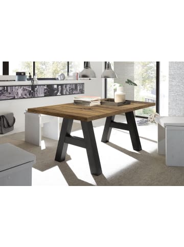 58 aufm Kessel ESSTISCH ausziehbar Elia 7 160x90x75 Schwarzstahl/Plankeneiche