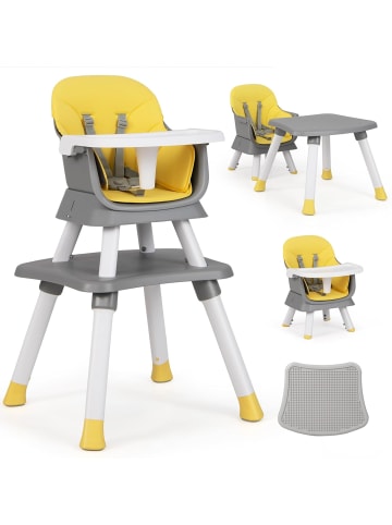 COSTWAY 6-in-1 Babyhochstuhl in Gelb