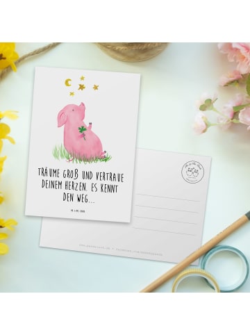 Mr. & Mrs. Panda Postkarte Herzen Vertrauen mit Spruch in Weiß