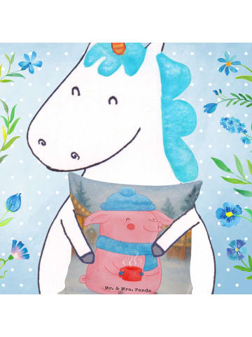 Mr. & Mrs. Panda Dekokissen Schwein Glühwein Design ohne Spruch in Weiß