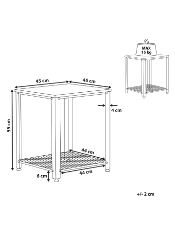 Beliani Beistelltisch ASTON in Braun/Schwarz - (W) 45 x (H) 55 x (L) 45 cm