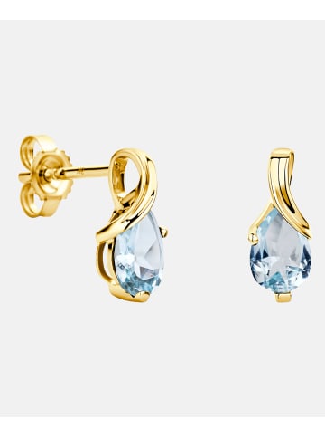 Diamant L'éternel Ohrstecker aus 375 Gelbgold mit Aquamarin