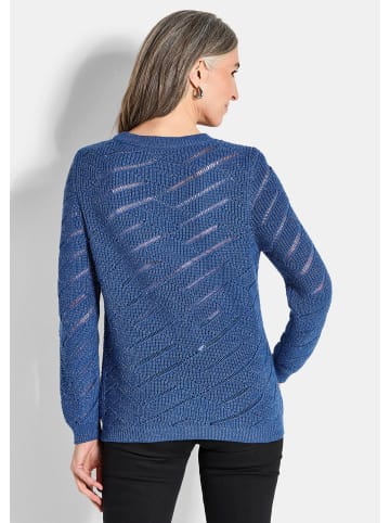 GOLDNER Kurzgröße:  Strickpullover Eleganter Langarm-Strick mit Glanz in royalblau