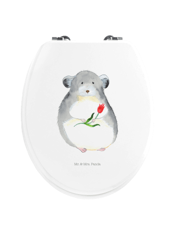 Mr. & Mrs. Panda Klo-Deckel Chinchilla Blume ohne Spruch in Weiß