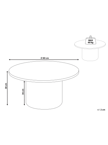 Beliani Couchtisch AMMON in Beige - (W) 80 x (H) 38 x (L) 80 cm