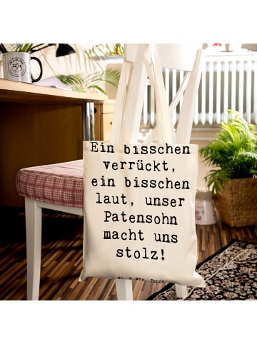 Mr. & Mrs. Panda Tragetasche Stolzer Patensohn mit Spruch in Creme