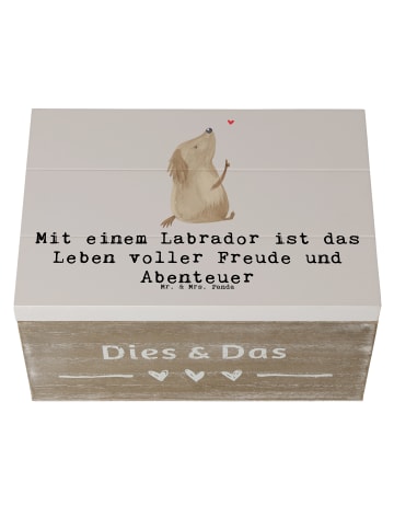 Mr. & Mrs. Panda Truhe Labradorleben mit Spruch in Grau Pastell