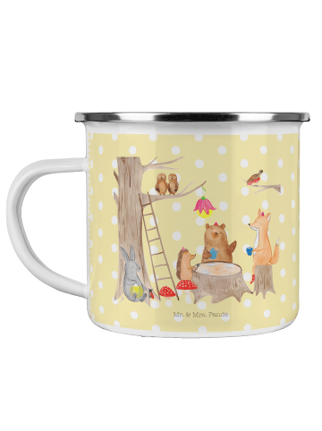 Mr. & Mrs. Panda Kaffeebecher Waldtiere Picknick mit Spruch in Gelb Pastell