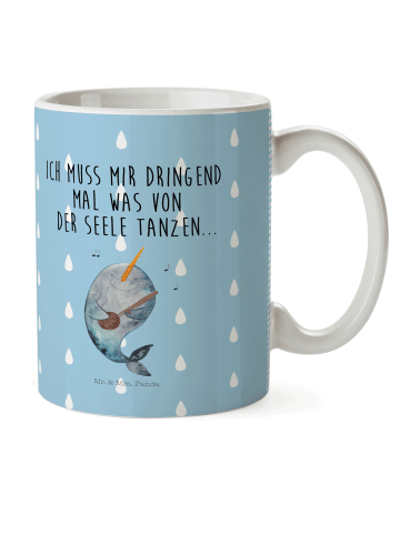 Mr. & Mrs. Panda Kaffeetasse Narwal Gitarre mit Spruch in Blau Pastell