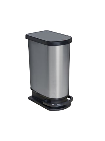 Rotho Paso Mülleimer 50l mit Deckel, Kunststoff (PP) in Carbon metallic