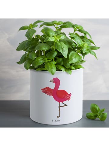 Mr. & Mrs. Panda Pflanzenkübel groß Flamingo Yoga ohne Spruch in Weiß