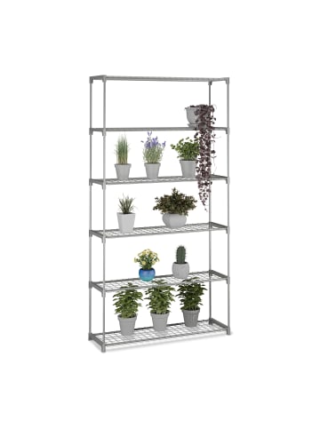 relaxdays Blumenregal in Grau - (B)91 x (H)174 x (T)28 cm