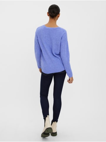 Vero Moda Strickpullover V-Ausschnitt Langarm Sweater VMCREWLEFILE in Lavendel