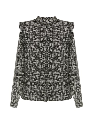 DreiMaster Damen Langarmbluse in Schwarz Beige