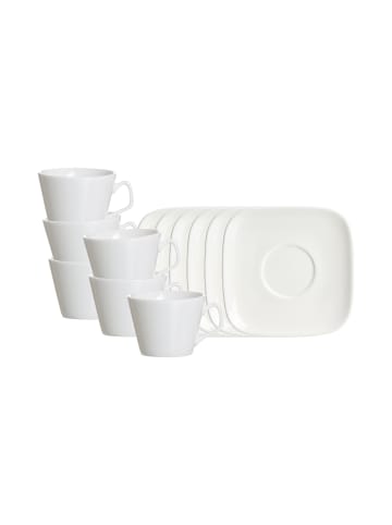 6er Set Espressotassen mit Untertassen Arena in Weiß 80 ml