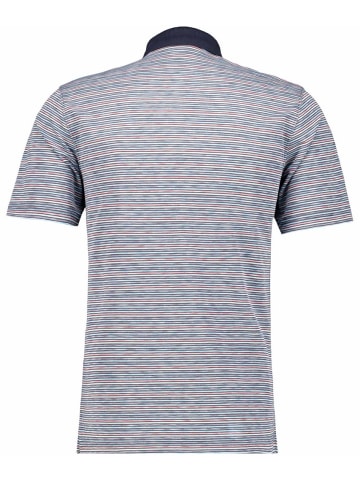 Ragman Softknit-Polo gestreift, kurzarm in Blau