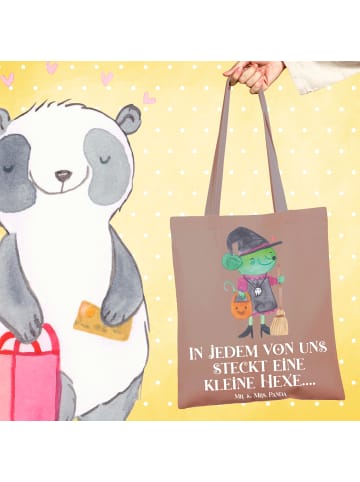 Mr. & Mrs. Panda Jutebeutel Halloween Hexe mit Spruch in Braun Pastell