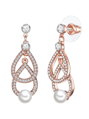 Lulu & Jane Perlen-Ohrstecker Metall-Legierung Glas Muschelkernperle in roségold