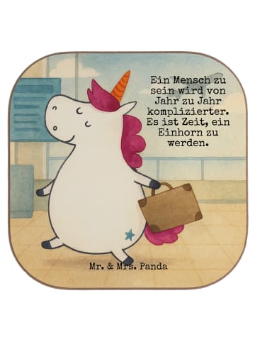 Mr. & Mrs. Panda Tischuntersetzer Einhorn Koffer Design mit Spruch in Weiß