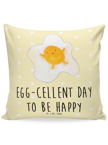 Mr. & Mrs. Panda Kissen 40x40 Spiegelei Ei mit Spruch in Gelb Pastell