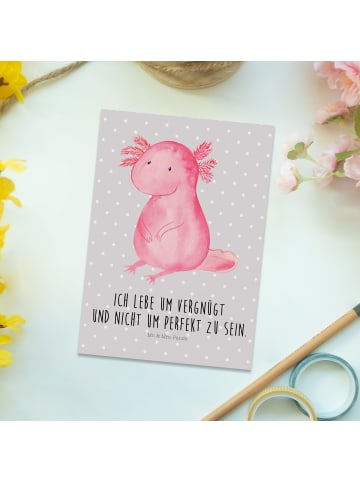 Mr. & Mrs. Panda Grußkarte Axolotl Niedlich mit Spruch in Grau Pastell