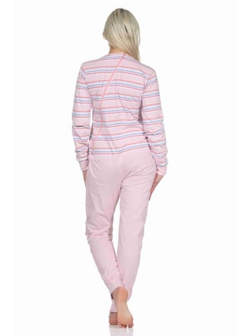 NORMANN Pflegeoverall langarm Reissverschluss Streifen - 73723 in rosa