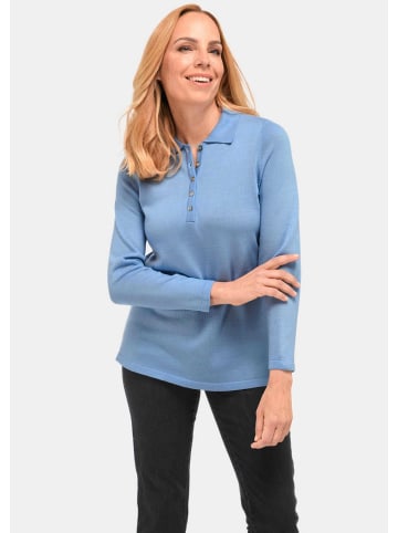 GOLDNER Unkomplizierter Pullover mit Polokragen in lavendelblau