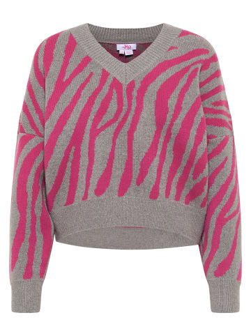 myMo Strickpullover in Grau Pink