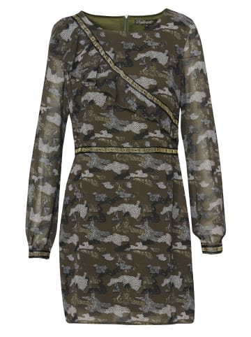KOROSHI Kleid mit Rüschenprint in khaki