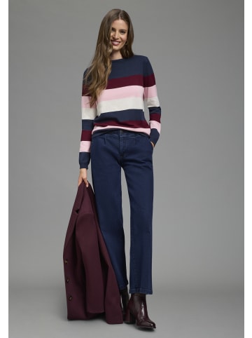 Laura Scott Strickpullover in marine-bordeaux-rosa-weiß