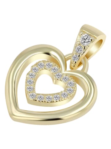 Adeliás Damen Anhänger – Herz Herzanhänger aus 925 Silber mit Zirkonia in gold