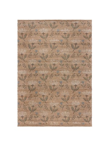 KADIMA DESIGN Naturfarbener, handgewebter Juteteppich mit floralem Muster