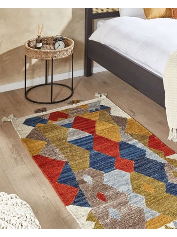 Beliani Kelim ARZAKAN in Bunt/Rot/Blau - (W) 80 x (L) 150 cm